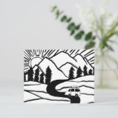 カンパーバカラフルン山脈バンライフRVサンライズ ポストカード (スタンド正面)