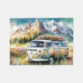 カンパーバンブリスレトロカンパーバンインザマウンテンズ フリースブランケット (正面(横))