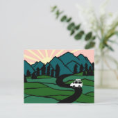 カンパーバンマウンテンズバンライフRVサンライズ ポストカード (スタンド正面)