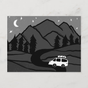カンパーバンマウンテンズバンライフRVムーンB&W ポストカード