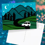 カンパーバン山脈バンライフRVムーン ポストカード<br><div class="desc">山の素晴らしスケッチとキャンパーバンで見て。独自の文字を追加私の店で蝶、鳥、RV、キャンプ、ハイキング、花や多くのものをチェック！</div>