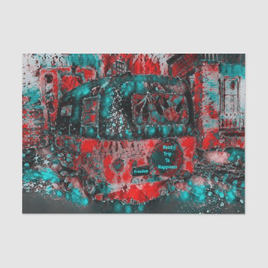 カンパーレトロヒッピーのロードトリップへ幸せ 薄葉紙 (正面)