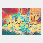 カンパーレトロヒッピーカラフルイエローレッド抽象芸術 ラッピングペーパーシート (正面)