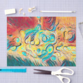 カンパーレトロヒッピーカラフルイエローレッド抽象芸術 薄葉紙 (クラフト)