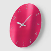 カンピンク赤面グリッターグレーシルバーUSイギリス番号 ラージ壁時計 (傾斜)