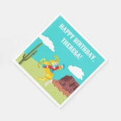 カンピーウェスタン女性のカーボーイオンホースカスタム誕生日 スタンダードランチョンナプキン (角)