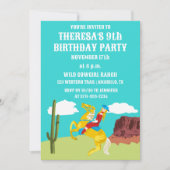 カンピーウェスタン女性のカーボーイオンホースカスタム誕生日 招待状 (正面)