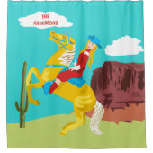 カンピーウェスタン女性のカーボーイオンホースパーソナライズされた シャワーカーテン (正面)