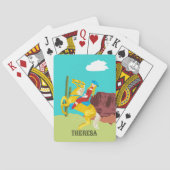 カンピーウェスタン女性のカーボーイオンホースパーソナライズされた トランプ (裏面)