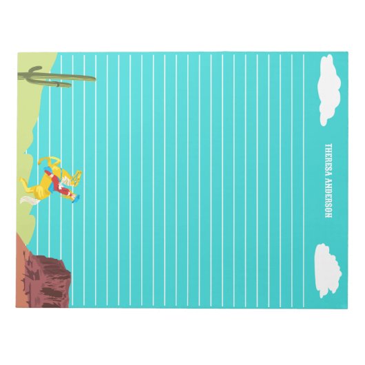 カンピーウェスタン女性のカーボーイオンホースパーソナライズされた ノートパッド (正面)