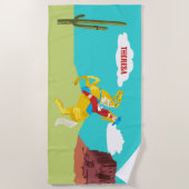 カンピーウェスタン女性のカーボーイオンホースパーソナライズされた ビーチタオル (正面)