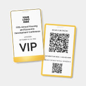 カンファレンス 企業 ビジネス QR ロゴ VIP バッジ (正面&裏面)