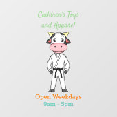 カンフーのスーツを描いた可愛い牛 ウィンドウサイン (シート)