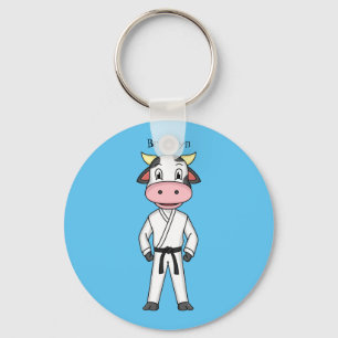カンフーのスーツを描いた可愛い牛 キーホルダー