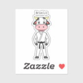 カンフーのスーツを描いた可愛い牛 シール (シート)