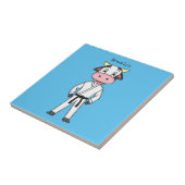 カンフーのスーツを描いた可愛い牛 タイル (側面)