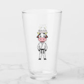 カンフーのスーツを描いた可愛い牛 タンブラーグラス (正面)