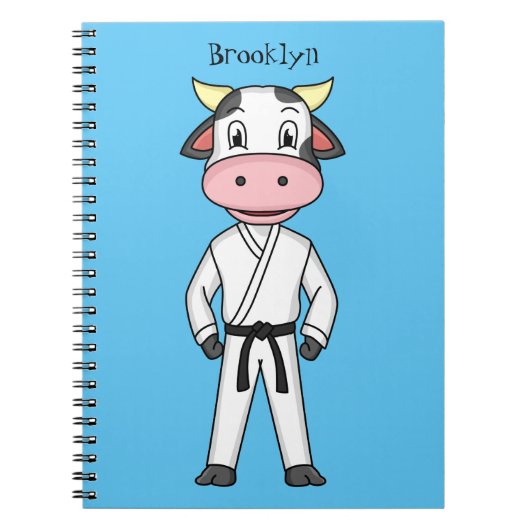 カンフーのスーツを描いた可愛い牛 ノートブック (正面)