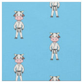 カンフーのスーツを描いた可愛い牛 ファブリック (クローズアップ)