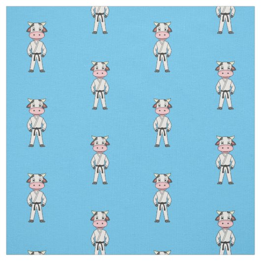 カンフーのスーツを描いた可愛い牛 ファブリック (見本)