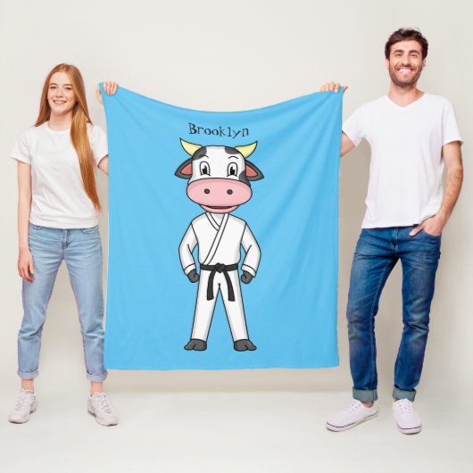 カンフーのスーツを描いた可愛い牛 フリースブランケット (インサイチュ)