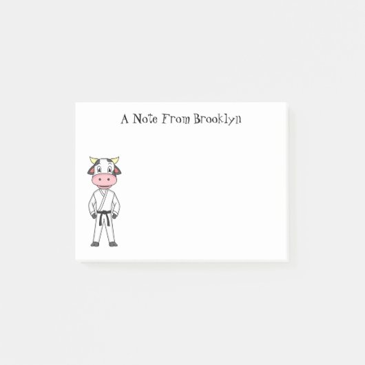 カンフーのスーツを描いた可愛い牛 ポストイット (正面)
