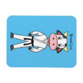 カンフーのスーツを描いた可愛い牛 マグネット (横)