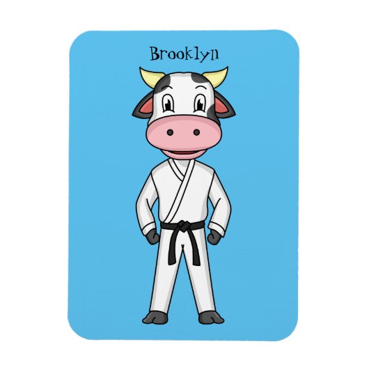 カンフーのスーツを描いた可愛い牛 マグネット (縦)
