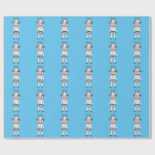 カンフーのスーツを描いた可愛い牛 ラッピングペーパー (フラット)