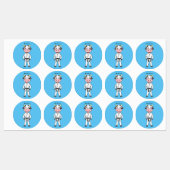 カンフーのスーツを描いた可愛い牛 ラベル (シート)