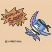 カンフーイカのキャラクター忍者ステッカー シール (正面)
