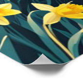 カンブリアの丘と山、湖、黄金の水仙 ポスター (角)