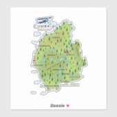 カンブリア イングランドの地図の旅行ポスター シール (シート)