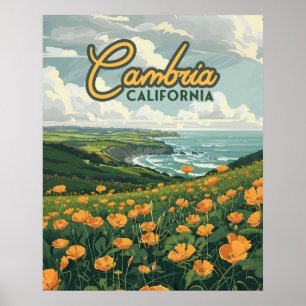 カンブリア・カリフォルニアポピー花パシフィック・コースト ポスター