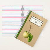 カンプ付き黄色離れのパーソナライズされたリンゴ ノートブック (内側)