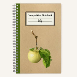 カンプ付き黄色離れのパーソナライズされたリンゴ ノートブック