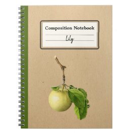 カンプ付き黄色離れのパーソナライズされたリンゴ ノートブック