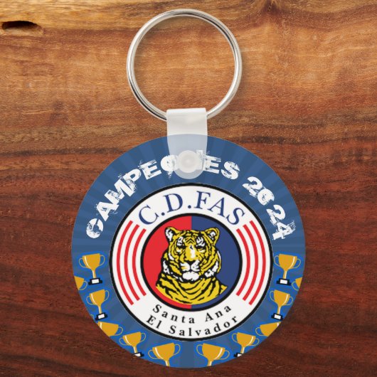 カンペオネスC.D. FASフッボルサルバドレーニョ名前をカスタムする キーホルダー (正面)