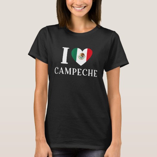 カンペチェのハートメキシコの旗が大好き Tシャツ (正面)