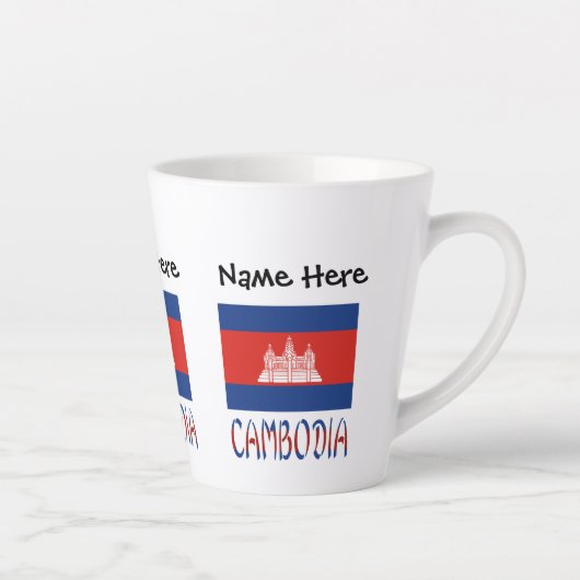 カンボジアとカンボジアパーソナライズされた国旗Small Lat カフェラテマグ (右)