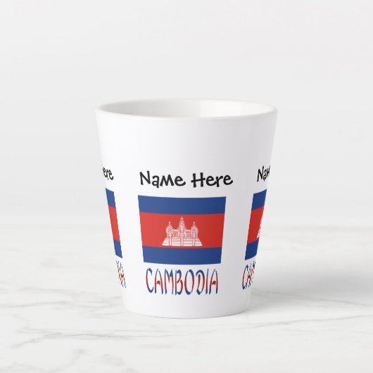 カンボジアとカンボジアパーソナライズされた国旗Small Lat カフェラテマグ (正面)