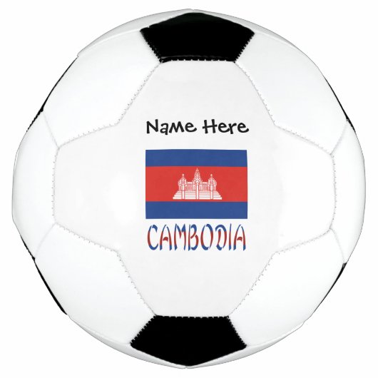 カンボジアとカンボジア国旗とサッカー サッカーボール (正面)