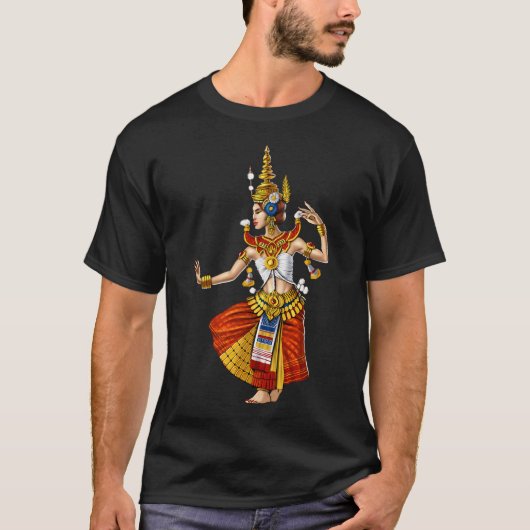 カンボジアのアプサラスクメールダンサー Tシャツ (正面)