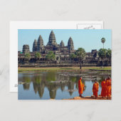 カンボジアのアンコールワットで仏教徒のはがき ポストカード (正面/裏面)