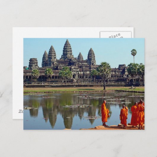 カンボジアのアンコールワットで仏教徒のはがき ポストカード (正面/裏面)