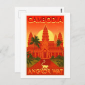カンボジアのアンコールワットのヴィンテージ旅行ポスター ポストカード (正面/裏面)
