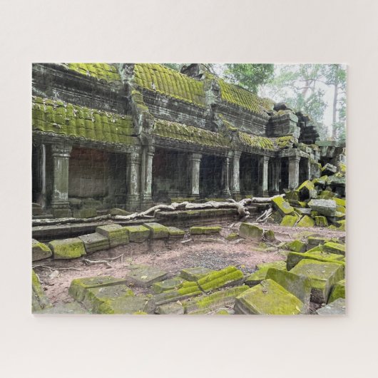 カンボジアのタープローム寺院の苔むした風景 ジグソーパズル (横)