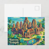 カンボジアのバイヨン寺院 ポストカード (正面/裏面)