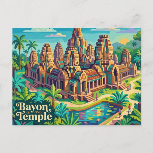 カンボジアのバイヨン寺院 ポストカード (正面)