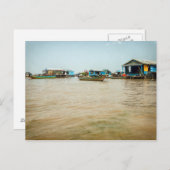 カンボジアのフローティングビレッジ、住宅&ボート ポストカード (正面/裏面)
